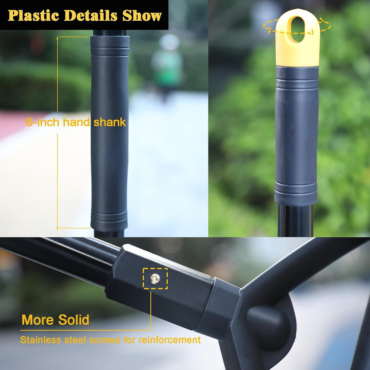 Heavy Duty Broom Outdoor and Indoor, 2 Pack Commercial Angle Brooms with Longer Handle, Perfect Black Broom for Garage, Kitchen, Courtyard, Restaurant