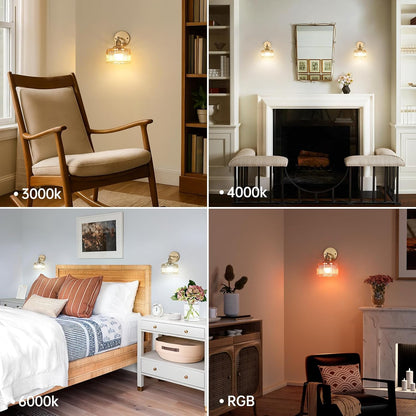Shenmoyl Vintage Battery Operated Wall Sconce with Clear Striped Glass Lampshade 5000 mAh Rechargeable Battery Powered Wall Light with Remote Control for Bedside Bedroom Doorway, Set of 2