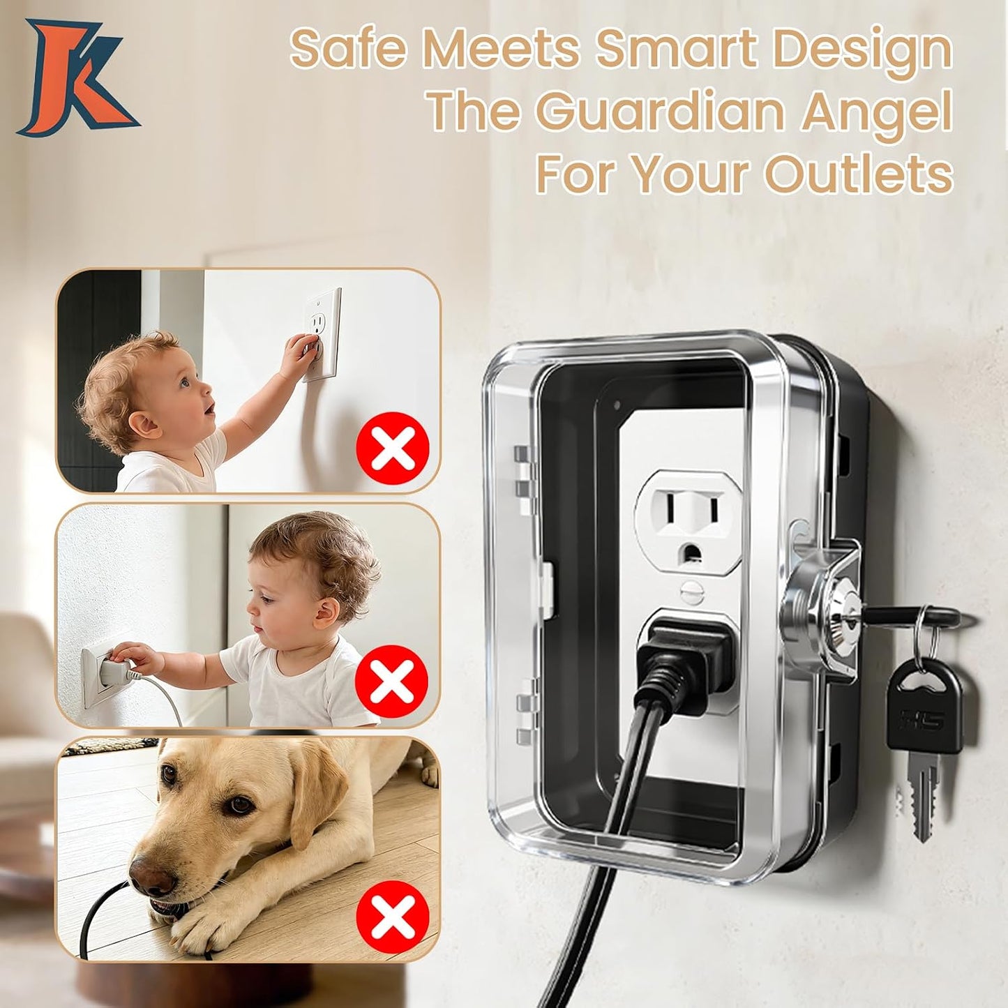 1 Pack Universal Baby Safety Electrical Outlet Cover Box Childproof Plug Cover - More Space for Large Plugs Easy to Install & Use Fit Socket Protector (Black)