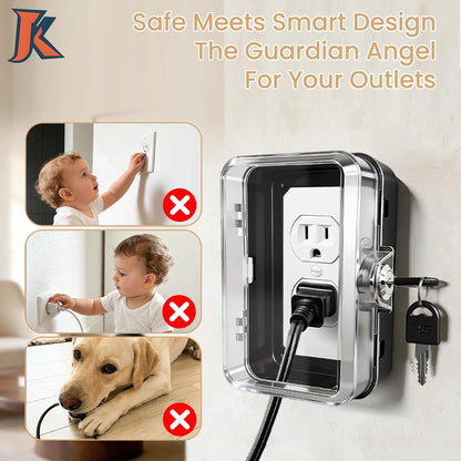 1 Pack Universal Baby Safety Electrical Outlet Cover Box Childproof Plug Cover - More Space for Large Plugs Easy to Install & Use Fit Socket Protector (Black)