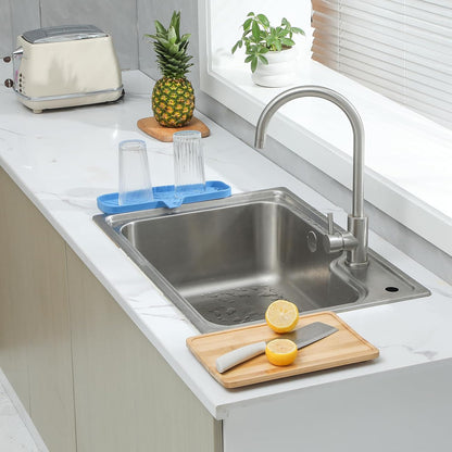 MicoYang Silicone Bathroom Soap Dishes with Drain Spout-Bathroom and Kitchen Sink Organizer,Sponge Holder,Dish Soap Tray,Perfect for Dispenser,Scrubber,Bottle,Cup on Sink or Counter-Coffee 4.9"×3.2"