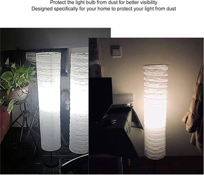 gernie Rice Paper Floor Lamp Shade, 94cm 37inch Foldable Minimalist Light Bulb Cage Guard, Colourfast Dustproof Easy Assembly Rice Paper Floor for Living Room Decor