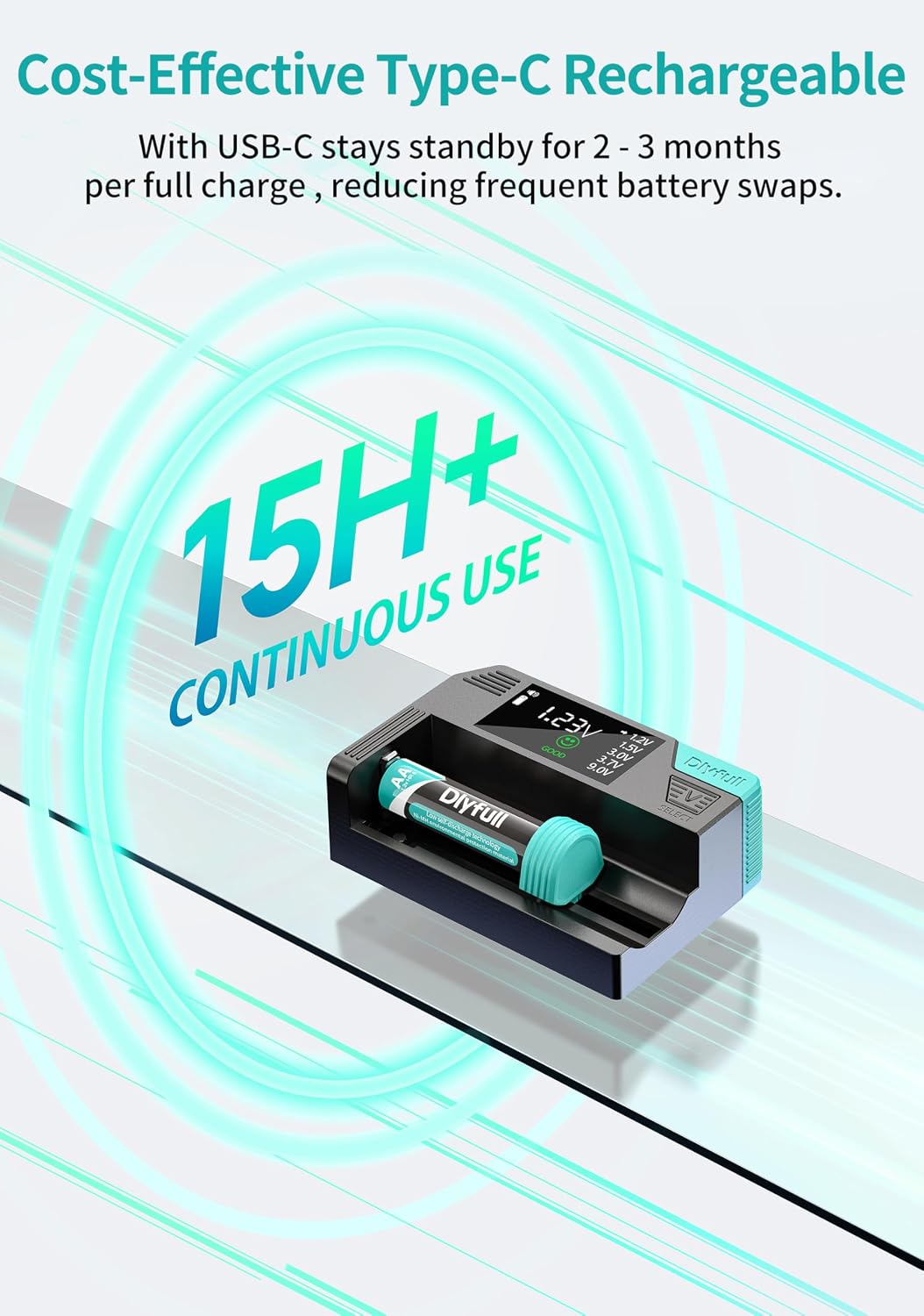 Dlypow Magnetic Battery Tester for AAA AA C D 9V, Button Cell & Rechargeables