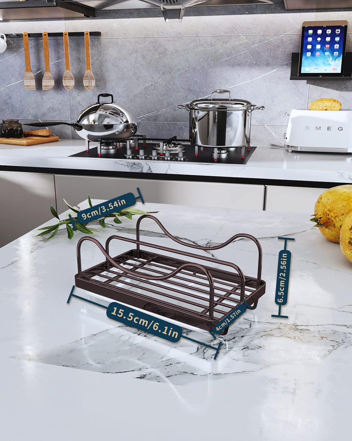 Consumest Sponge Holder for Kitchen Sink - Movable Sink Caddy for Countertop Organizer, 304 Stainless Steel Sponge Holder with Detachable Drip Tray for Kitchen Accessories-Silver