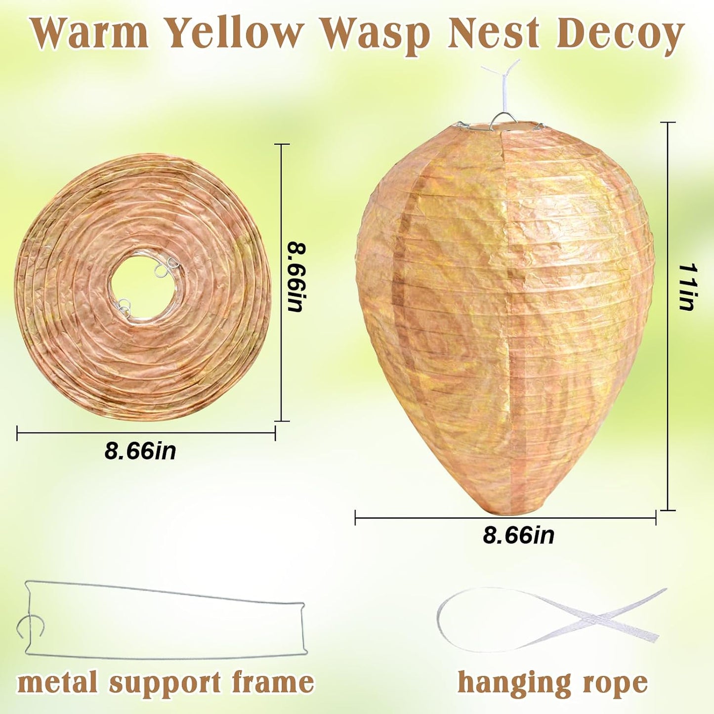 ZeeDix 4 Pack Hanging Paper Fake Wasp Nest Decoy for Outdoor, Home and Garden(8.66"×11",Warm Color)