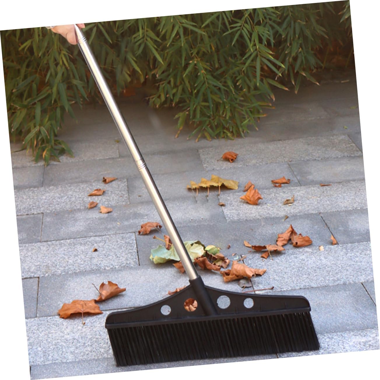Ipetboom Outdoor Heavy Duty Push Broom with Detachable Handle Efficient Cleaning Tool for Gardens Warehouses and Patios Ergonomic Grip for Comfortable Use