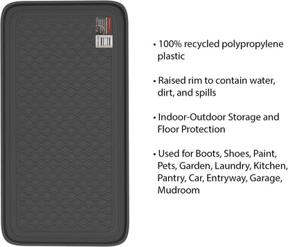All Weather Boot Tray – Set of 2 Large Water-Resistant Plastic Utility Shoe Mat for Indoor and Outdoor Use in All Seasons by Stalwart (Black)