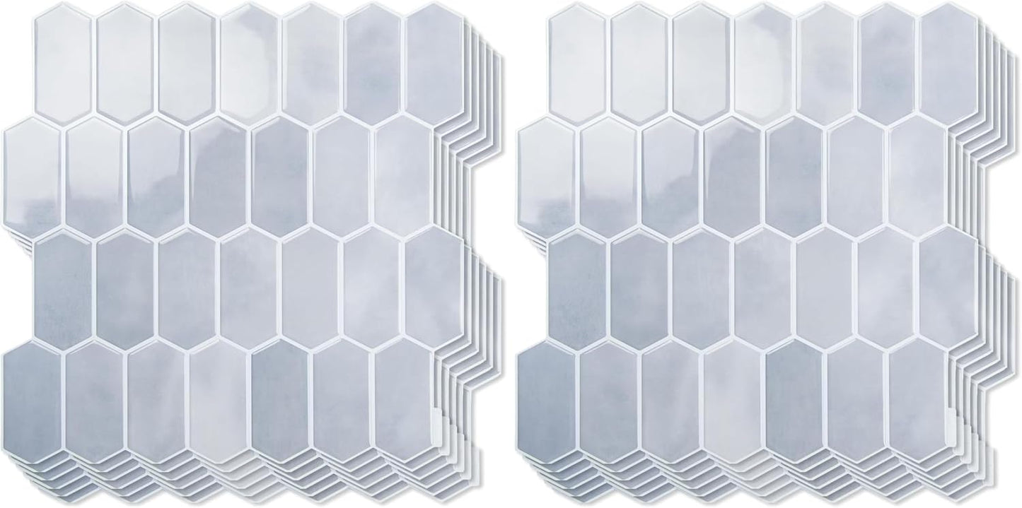 Art3d 10-Sheet Heavy-Duty Peel and Stick Backsplash, Self-Adhesive Vinyl Wall Tiles for Kitchen Countertop Bathroom, White