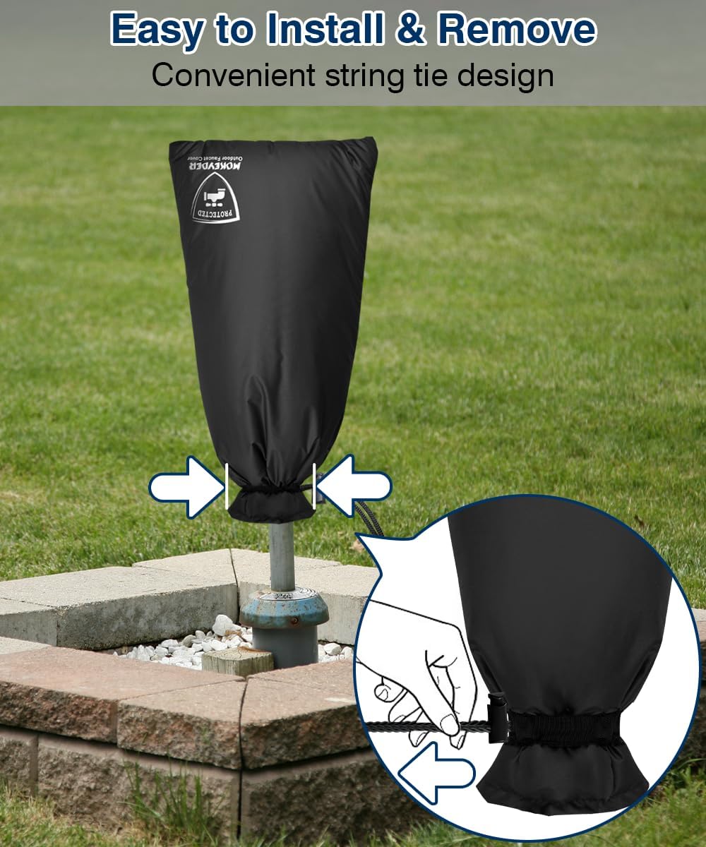 Enlarge Outdoor Faucet Cover for Winter Freeze Protection, 13” W x 25" H Hose Bib Covers Socks for Garden Lawn Faucets & Yard Hydrant, Reusable Long Insulated Spigot Cover, Black, 1 Pack