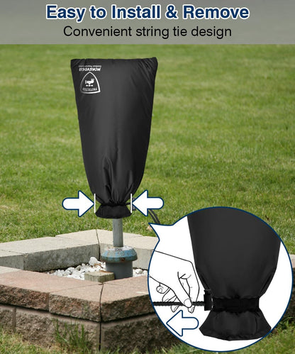 Enlarge Outdoor Faucet Cover for Winter Freeze Protection, 13” W x 25" H Hose Bib Covers Socks for Garden Lawn Faucets & Yard Hydrant, Reusable Long Insulated Spigot Cover, Black, 1 Pack
