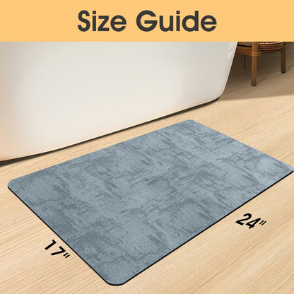 ACCUMTEK Non Slip Bath Mat, Thin Bathroom Rugs Fit Under Door, Quick Dry Bath Mats, Machine Washable Bath Rugs for Bathroom, Bathtub & Kitchen, Grey/Bordered/24 x17