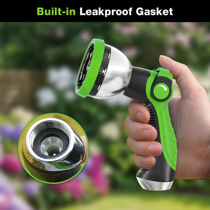 Besiter Garden Hose Nozzle Sprayer: 2 Pack 10 Watering Patterns Spray Nozzles Heavy Duty Metal Hose Head Hose Attachment, Thumb Control On Off Valve