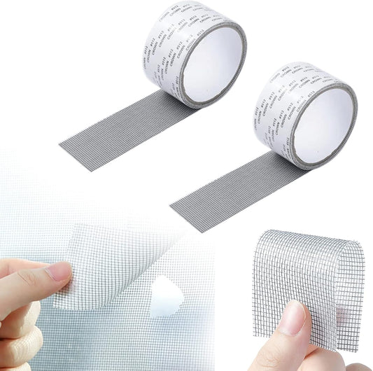 2PCS Window Screen Repair Kit Sticky Fine Screen Mesh Patch Repair Kit, Screen Repair Kit, Screen Tape Mesh Repair - for Windows or Doors (C-White)