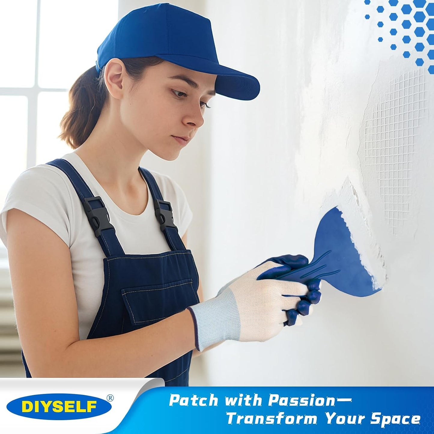 DIYSELF 9 Pack Drywall Repair Kit, Surface Repair Kit, Spackle Wall Repair, 2×100g (7oz Total) Putty, White Drywall Mud, Plaster for Holes, Cracks, Gaps, Fast-Drying Hole Filler with Scraper, Sander