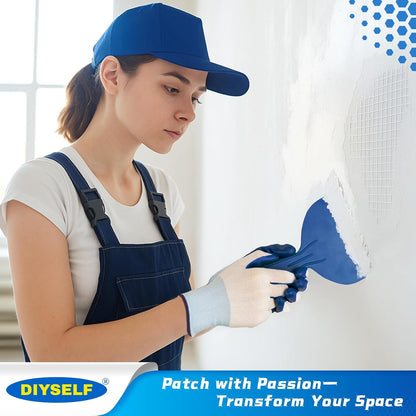 DIYSELF 9 Pack Drywall Repair Kit, Surface Repair Kit, Spackle Wall Repair, 2×100g (7oz Total) Putty, White Drywall Mud, Plaster for Holes, Cracks, Gaps, Fast-Drying Hole Filler with Scraper, Sander