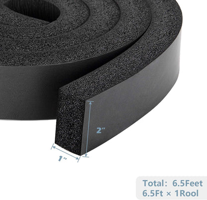 Foam Strips with Adhesive, 1 Inch Wide X 1 Inch Thick, Neoprene Weather Stripping High Density Closed Cell Foam Tape Seal for Doors and Windows Insulation, Total 13 Feet Long(6.5ft x 2 Rolls)