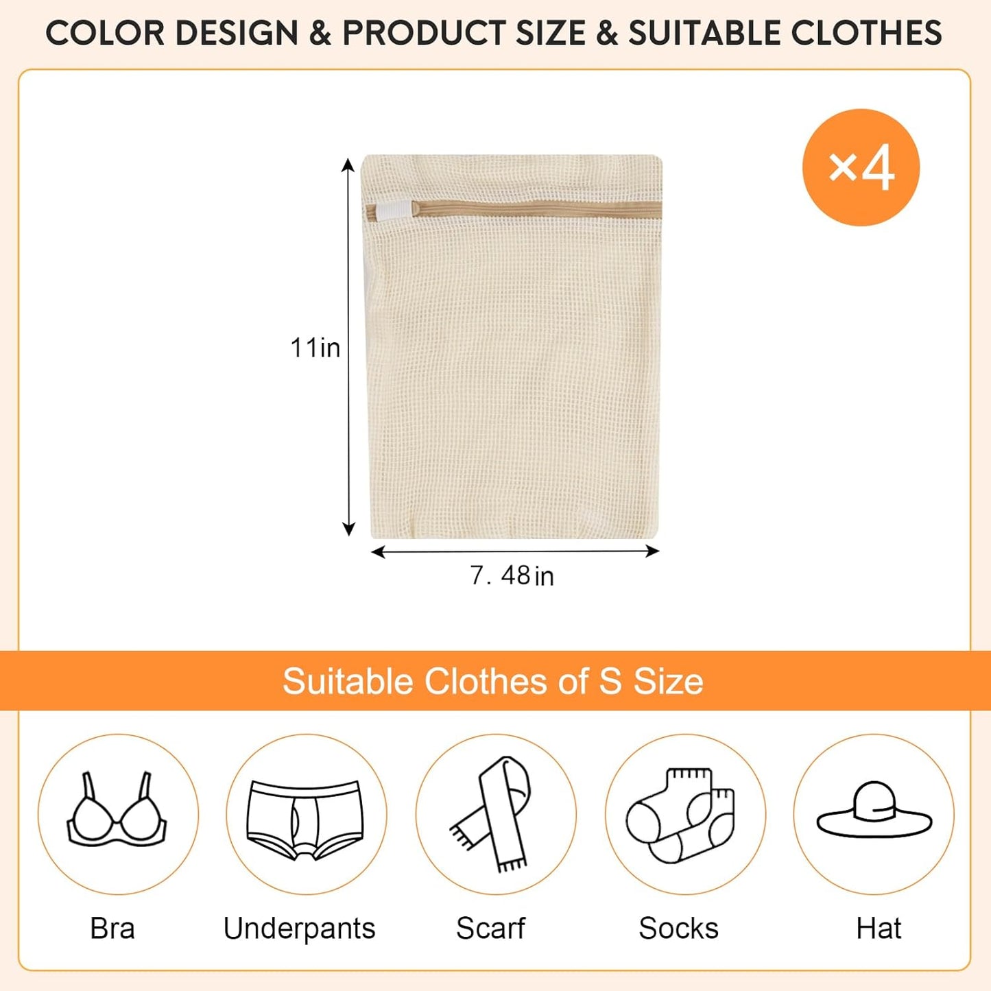 3-piece set extra-large 20×23.6 inch durable organic cotton mesh laundry bags, with sturdy zippers and breathable mesh, perfect for delicate items like underwear, clothes, pants, and socks.