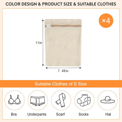 3-piece set extra-large 20×23.6 inch durable organic cotton mesh laundry bags, with sturdy zippers and breathable mesh, perfect for delicate items like underwear, clothes, pants, and socks.
