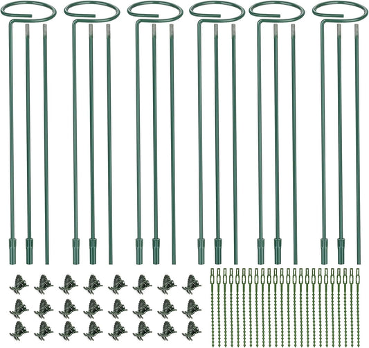 6 Pack (DIY) Plant Support Stakes, Three Sizes (12 or 24 or 36 inch) Plant Support Rings for Outdoor or Indoor, Garden Plant Stakes for Flowers Vegetable Roses Daffodils Tomatoes