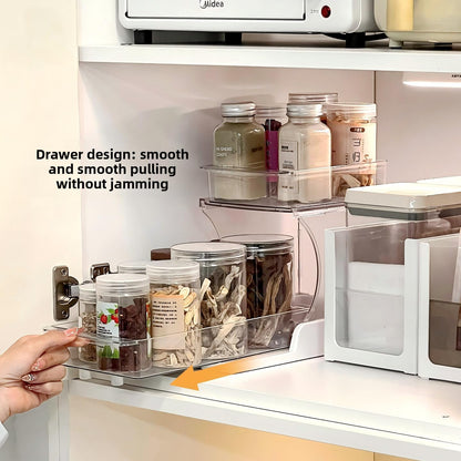 Jsyrjing Pull Out 2 Tier Organizer for Kitchen Bathroom and Cabinet Storage Rotating Pantry Rack Under Sink Organizer Clear and Durable Design 1 Pack