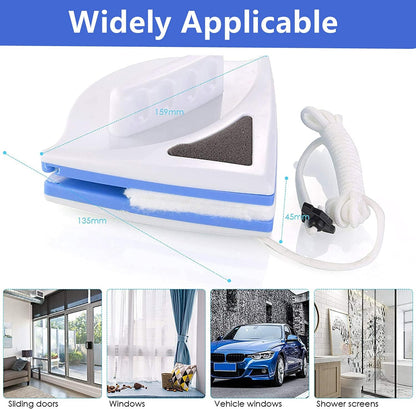 Magnetic Window Cleaner Tool Glass Wiper, Double Sided Window Cleaner Windows Cleaning Brush for High-Rise Household Cleaning Windows Thickness 0.1''-0.4'' (5-7mm)
