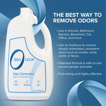 Zero Odor – Multi-Purpose Odor Eliminator - Air & Surface Odor – Patented Technology for Bathroom, Kitchen, Fabric, Closet- Smell Great Again, 16oz