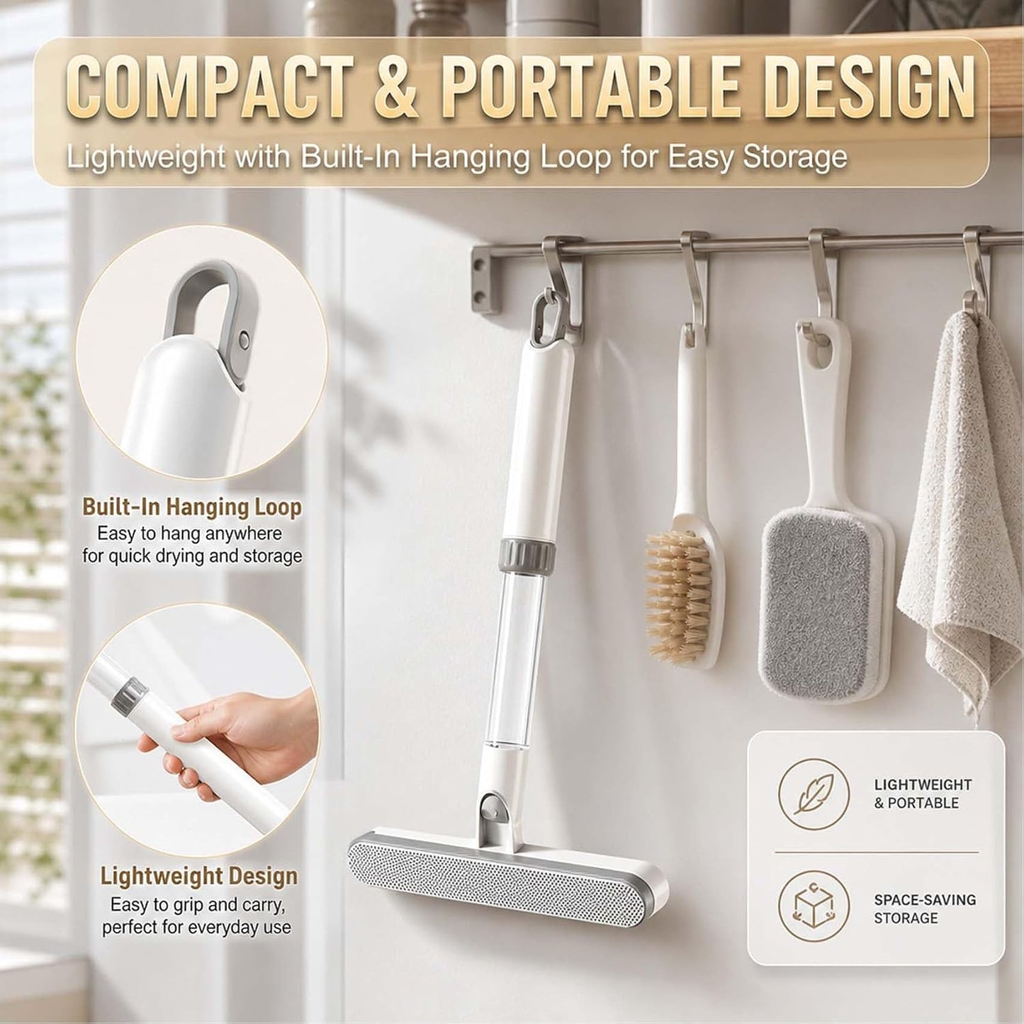 3-in-1 Double-Sided Window Screen Cleaning Brush - Sided Window Glass Cleaner,Built-in Crevice Brush, Multifunctional for Home, Office & Car Screens