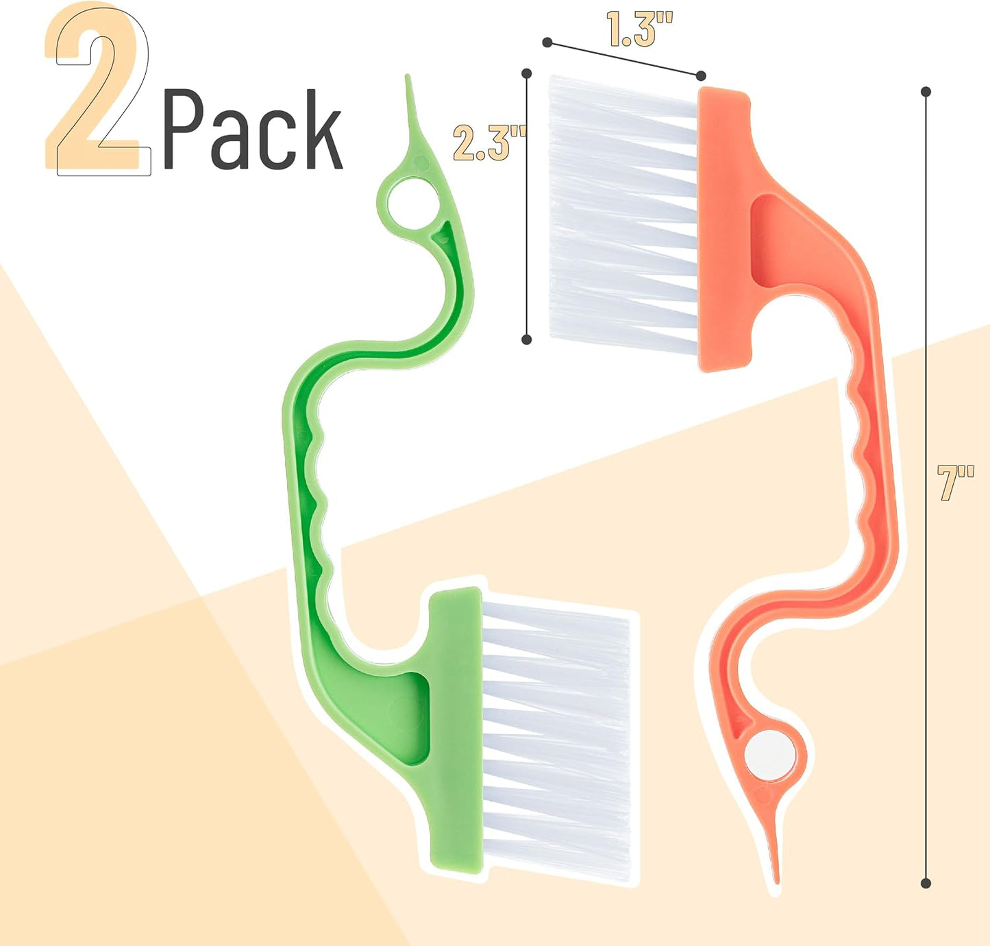 Slick- Window Track Cleaning Brush, 2 Pack, Blue Ergonomic Handle | Built-in Scraper, Multipurpose Window Track Cleaning Tool for Sliding Doors, Windows, Corners, Dust, Dirt & Narrow Gaps