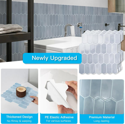Art3d 10-Sheet Heavy-Duty Peel and Stick Backsplash, Self-Adhesive Vinyl Wall Tiles for Kitchen Countertop Bathroom, White