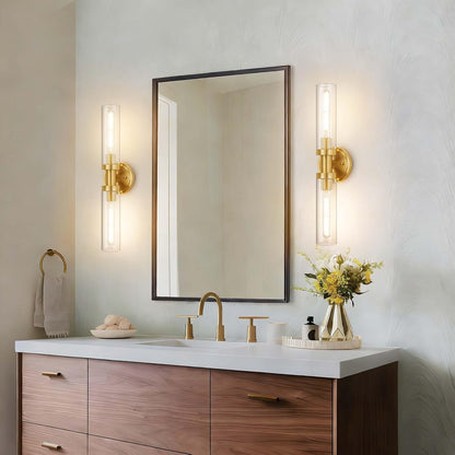 SANTOSTOCK Gold Battery Operated Wall Sconce Set of 2, 12000mAh Rechargeable Wall Lights with Remote Control, Wireless Dimmable Wall Lamps for Bedroom Living Room Bathroom Hallway Stairwell