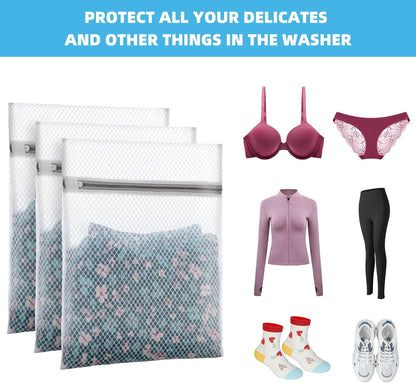 Honeycomb Mesh Laundry Bags for Delicates - 12x16 Inches Medium Washing Bags for Bras, Lingerie, Socks, Baby Clothes - Gentle Wash Protection with Zipper Closure (6)