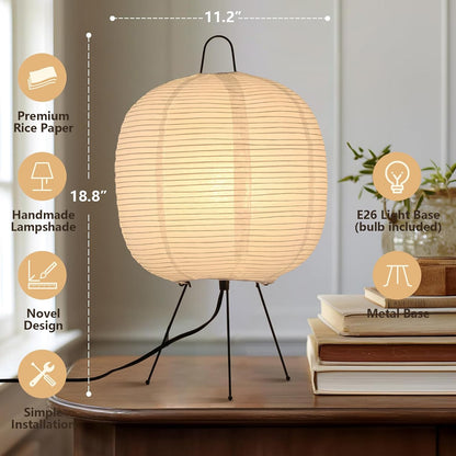 Small Rice Paper Lamp, Japanese Lamp Lantern Table Lamp, Paper Table Lamp, Lantern Lamps for Desk Bedrooms Bedside Night Light (Tower)