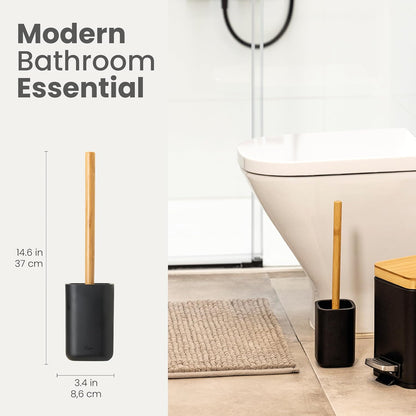 Vigar Zense Toilet Brush and Holder Set - Toilet Bowl Brush and Holder, Polyresin Stone Bathroom Accessory, Compact Toilet Cleaner Brush for Bathroom Decor and Toilet Accessories Set - White Marble