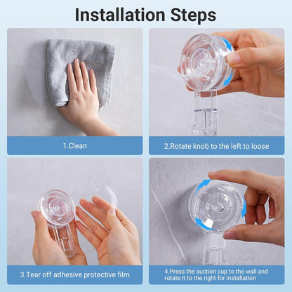 LUXEAR Suction Hooks, 2 Pack Razor Hooks Removable & Reusable Suction Shower Hook Damage-Free Powerful Suction Hanger for Towel Bathrobe Loofah Bathroom Kitchen Storage Hooks Weather Hanger Hook