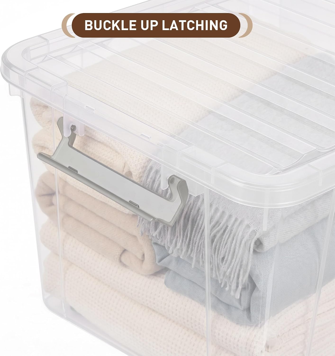 Citylife 57 QT Plastic Storage Bins with Double-Opening Lids, Storage Containers for Organizing, Large Clear Storage Box for Closet, Blankets, 2 Packs