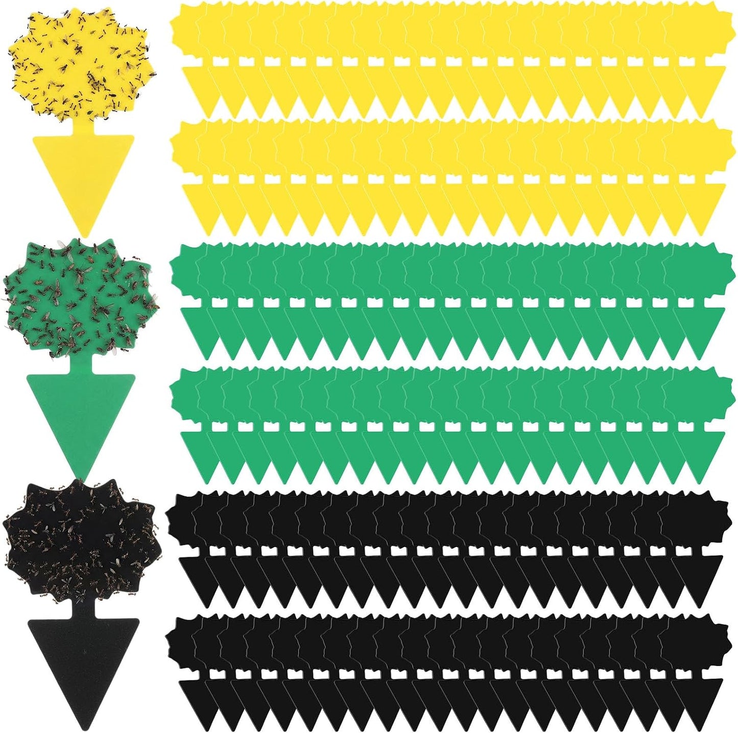 120 Pack Fruit Fly Traps Fungus Gnat Sticky Traps Yellow Black Green Plant Fly Stickers Double Side with Shovel for Indoor Outdoor Kitchen Garden Houseplant Flying Bug Insect (Flower)