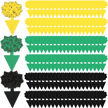 120 Pack Fruit Fly Traps Fungus Gnat Sticky Traps Yellow Black Green Plant Fly Stickers Double Side with Shovel for Indoor Outdoor Kitchen Garden Houseplant Flying Bug Insect (Flower)