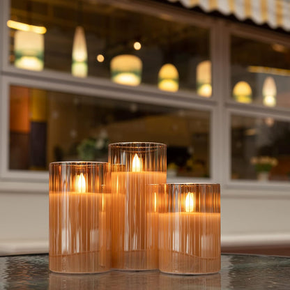 ANGELLOONG Flickering Flameless Candles, Realistic Battery Operated Candles with Remote and Timer, Set of 3 LED Candles for Room Fall Home Wedding Decor Centerpieces Table Party Valentines Decorations