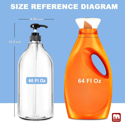 GMISUN Laundry Detergent Soap Dispenser, Liquid Laundry Detergent Dispenser, Container for Farmhouse Laundry Room Decor, Organizer for Liquid SoftenerBleach Heavy Duty Plastic Bottle(64 Oz 3 Pack)