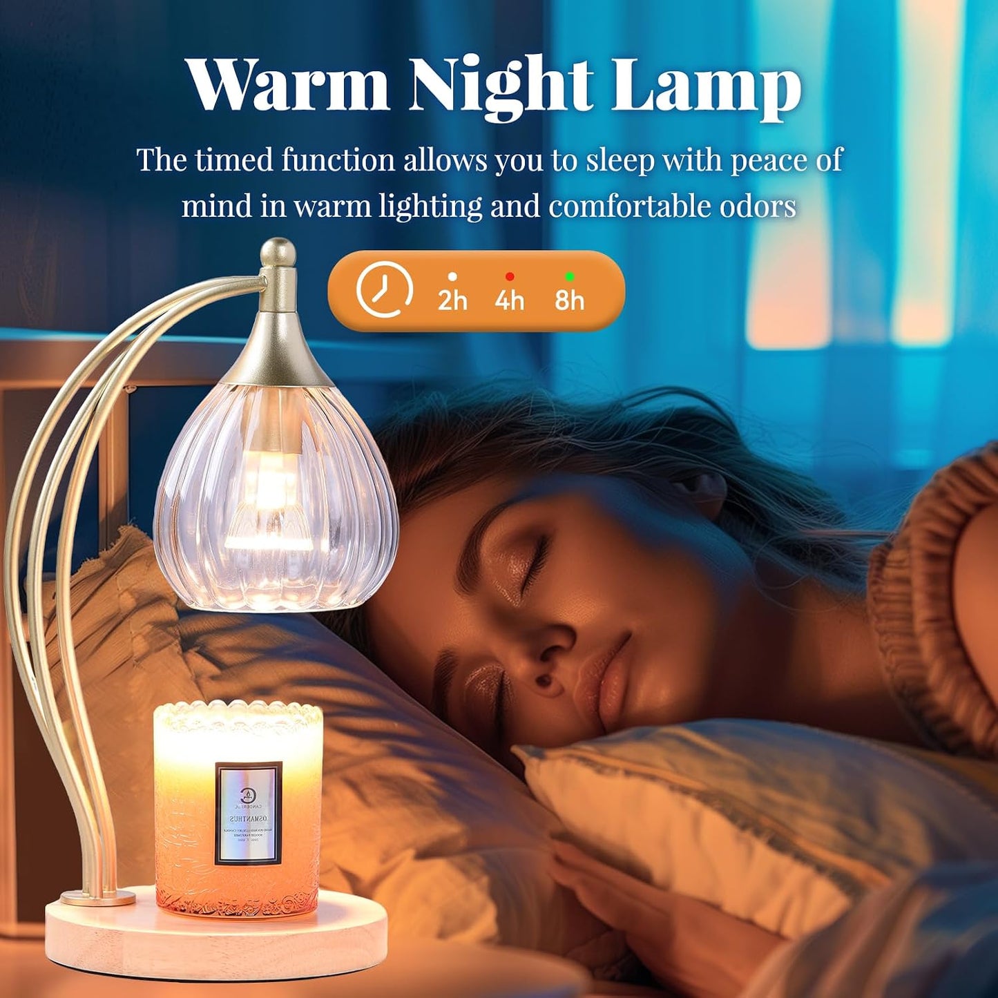 Candle Warmer Lamp with Timer Dimmer - Electric Light Wax Warmer for Jar Candles - Lamp with 2 Bulbs, Unique Birthday Gifts for Women Mom House Warming Gifts New Home Decor
