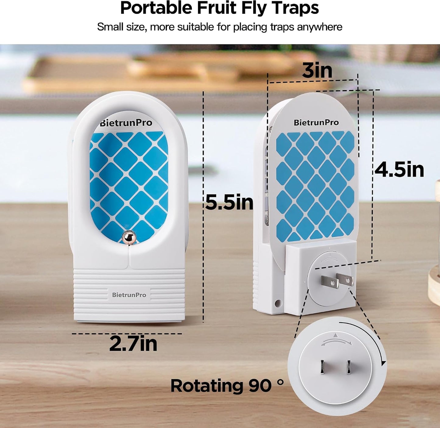 Indoor Fruit Fly & Gnat Traps Plug-in - UV/Blue Light Insect Trap with 2 Devices+6 Refills, Safe & Odorless Flying Insect Catcher for House/Kitchen/Office - Get Rid of Mosquitoes, Moths, Gnats