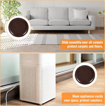 12Pcs 2 inches Stick Furniture Sliders, Furniture Moving Pads Heavy Duty Adhesive Furnitures Movers for Easy Moving on Carpet Hardwood (Coffee)