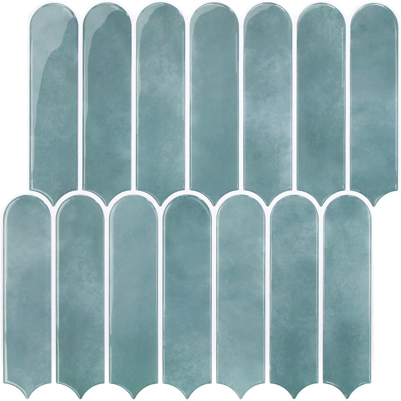 Commomy Thicker Ocean Mist Peel and Stick Backsplash - 10 pcs of 12" x 12" - 3D Adhesive Peel and Stick Tiles Backsplash for Kitchen, Bathroom, Removable, Waterproof, Vinyl Wall Tile