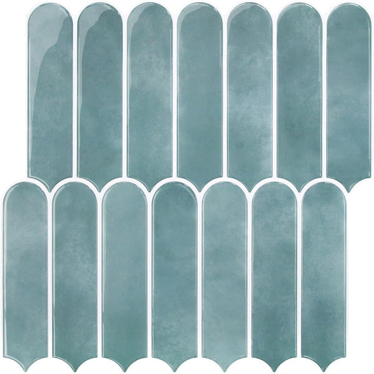 Commomy Thicker Ocean Mist Peel and Stick Backsplash - 10 pcs of 12" x 12" - 3D Adhesive Peel and Stick Tiles Backsplash for Kitchen, Bathroom, Removable, Waterproof, Vinyl Wall Tile