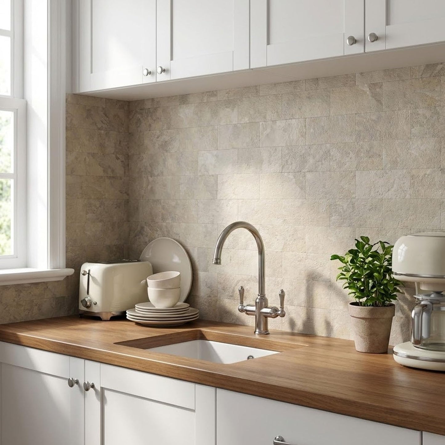 10- Sheet Polished White Peel and Stick Backsplash, 12’’Luxury PVC Ceramic Look Self Stick Subway Tiles, Waterproof Peel and Stick Wall Tiles for Kitchen and Bathrrom