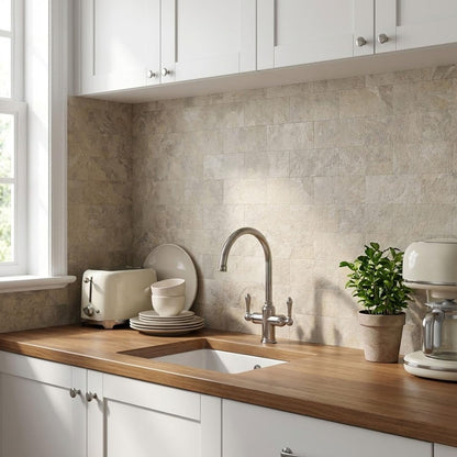10- Sheet Polished White Peel and Stick Backsplash, 12’’Luxury PVC Ceramic Look Self Stick Subway Tiles, Waterproof Peel and Stick Wall Tiles for Kitchen and Bathrrom