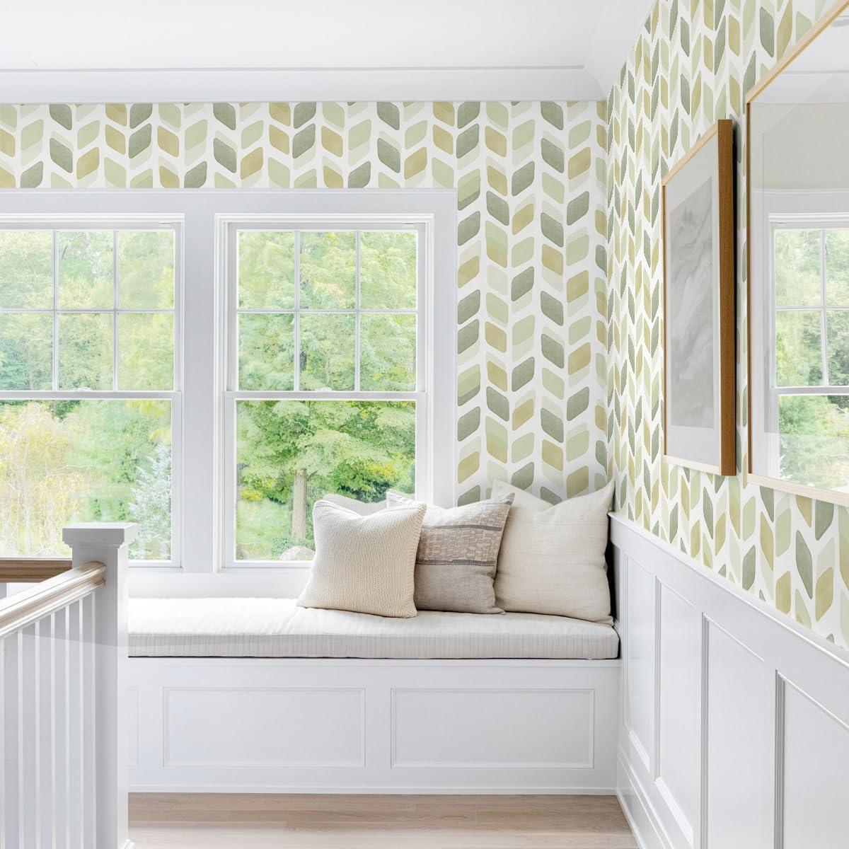 Boho Wallpaper Neutral Peel and Stick Wallpaper 78.7"x17.3" Geometric Wall Paper Beige and White Contact Paper Textured Removable Vinyl Waterproof for Bedroom Farmhouse Kitchen Bathroom