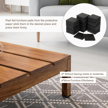 uxcell Furniture Pads, 36Pcs 1.5" - Square Self Adhesive Felt Furniture Pads, Floor Protectors for Furniture Feet Chairs Legs Hardwood Floors (Black)