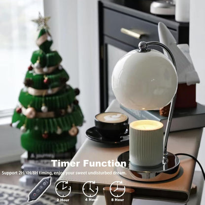 Candle Lamp Warmer, Wide Base Scented Candle Warmer with Timer and Dimmer, Modern Candle Melting Lattern, Home Decor Table Lamp (Silver)