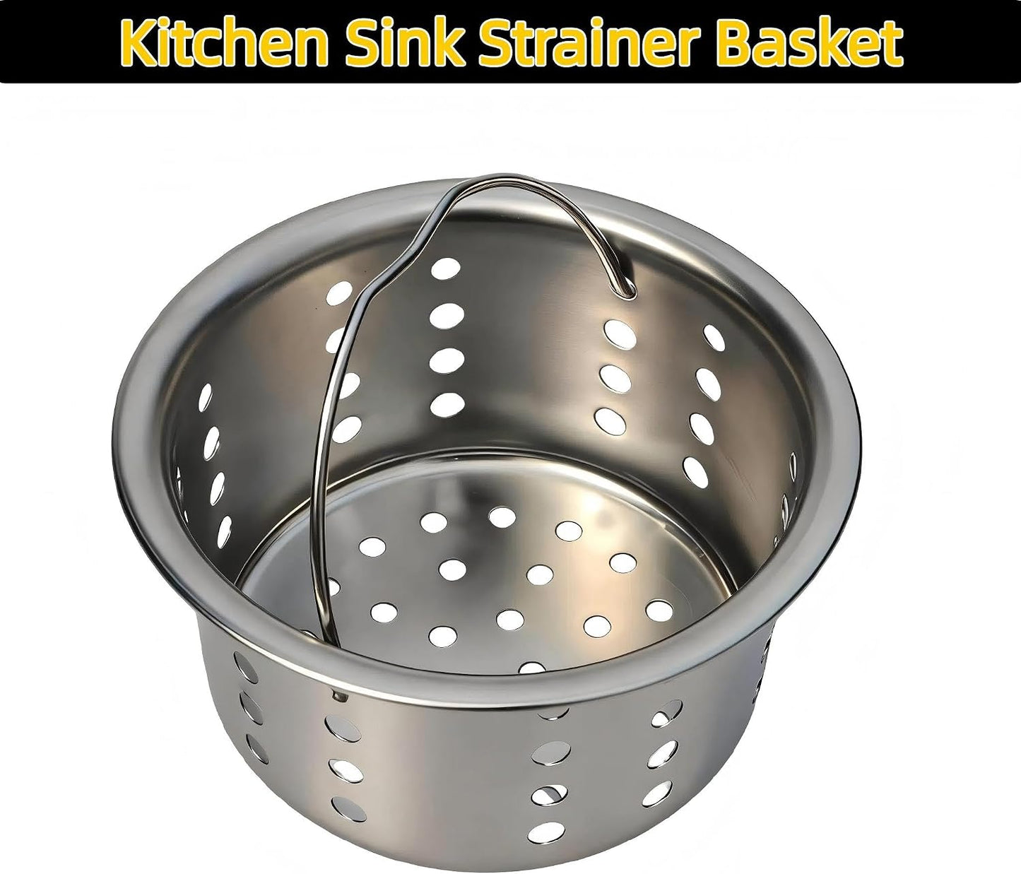 Kitchen Sink Drain Assembly Kit, 3-1/2 Inch Brushed 304 Stainless Steel Basket Strainer with Deep Removable Basket, Stopper & Cover Lid, Fits Standard Kitchen Sinks